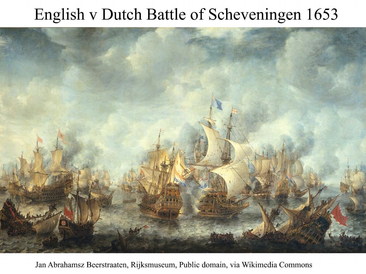 a painting depicting the Battle of Scheveningen between the English and the Dutch in 1653
