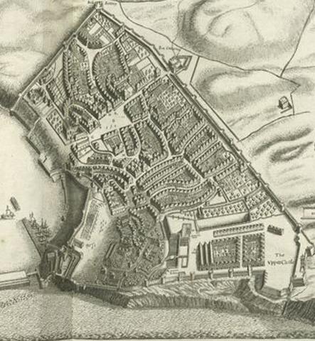 a drawing of a birds eye view of English Tangier